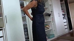 Wife dresses in lingerie for party, then fucks friend in bed!