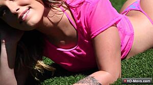 Lovely teen blonde enjoys massive dick in tight butthole with Vince Karter