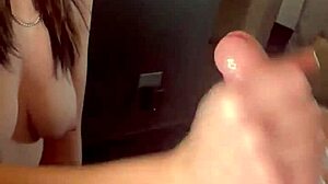 skater chick receives a handful of cum from dominant partner