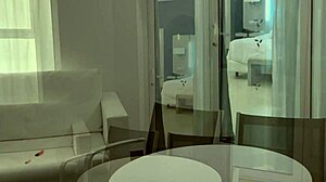 My Stepbrother Spies on Me Behind the Door During Workout