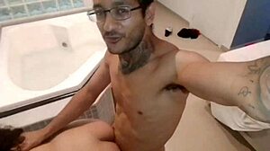 Chubby pornstar fucked in hotel hydro and on mini-fridge!