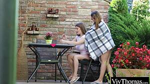 Oh, see this cute lesbian fondle and suck those busty natural breasts before diving into her hot pussy!