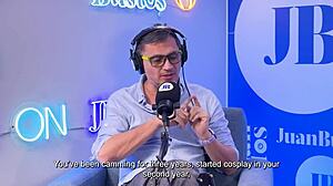 Multiple Orgasms of Eybubbles Cosplay Riding the Sybian on Juan Bustos Podcast