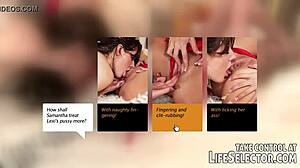 Lexi Lowe and her lesbian girlfriend engage in playful pillowfight under christmas tree