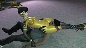 Tracer dominates Rusk Joel in hardcore scissor femdom action with intense moves