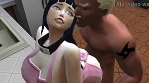Hinata from hentai took it missionary style in anal with Raikage.