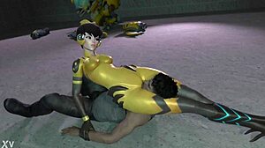 Tracer dominates Rusk Joel in hardcore scissor femdom action with intense moves