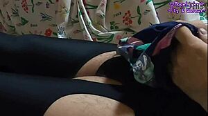 First Time Masturbation in Leggings and Nylon