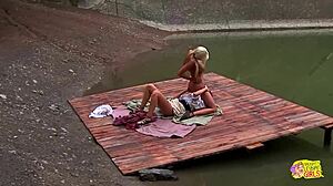 Wow! Blonde And Brunette Medieval Hotties Licking Pussies Outdoors!