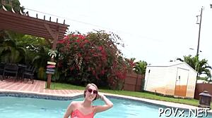 Young sexy babe bends over for rough doggystyle sex and hardcore blowjob sucking cock