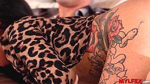 mylfex group blowjob with stepmom and stepaunt sucking cock while watching naughty tv with not son in wild milf threesome