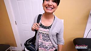 skinny brunette jae scott enjoys fun session with dildo