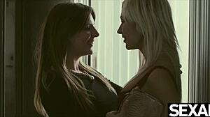 These lesbian beauties contrast with hairy licking and domination in strap on games