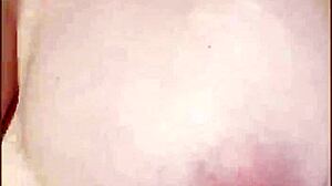 Housewife flashes her perfect boobs while driving the car outdoors