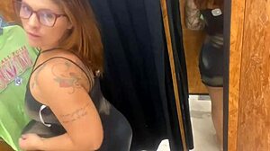 Testing outfits with buttplug in store