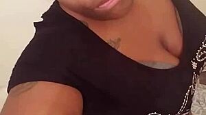 Ebony bbw performs teasing striptease and masturbation in blue film