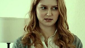 Ginger hottie explores positions on professor's bed