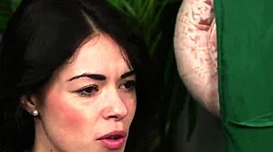 Spicy doll gets sperm shot on her face sucking all the cum?