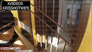 kriss hotwife slut exhibits big tits and ass in hotel hallway!