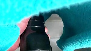 black cock fucks fleshlight after cold shower