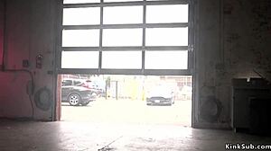 Dude intensely bangs bound adorable Juliette March in rough BDSM group session