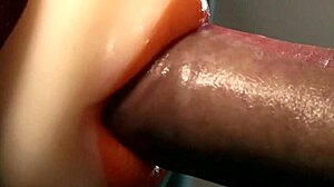 beautiful fuck doll gives wet blowjob to monster cock in latex