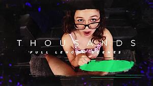 Brunette catches stepdad jerking off to her vids and rides him hard in cowgirl doggystyle missionary fuck. Natural tits bounce wildly during intense hardcore session.