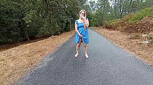 Masturbating publicly while smoking, feeling the thrill outdoors