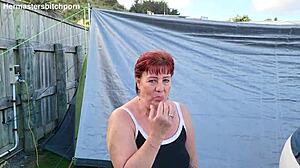 Filthy mature kiwi milf squats to piss outdoors at campground with tattoos and submissive vibe 😜