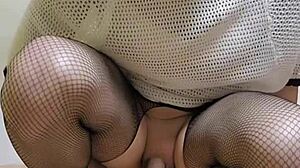 shemale ting xuan in fishnet stockings rides dildo for anal masturbation fun 🥵