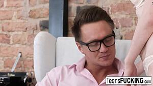 Teen redhead Anna delivers hardcore anal fucking with nude cumshot fun!