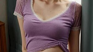 Eastern European Models Pose in Flowery Underwear and Barefoot