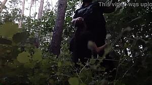 He fucks stepsister in mouth in woods, hiding from boyfriend.