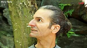 Shameless bastard in outdoor encounter with redhead milf