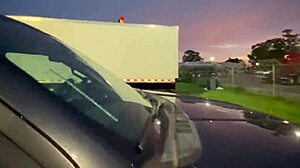 trucker married girl sucks dick in parking lot like truck stop slut