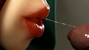 красивая секс-кукла дает мокрый минет монстр-члену в латексе