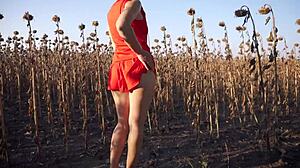 Hot Milf Teases Thong Ass in Short Skirt Outdoors