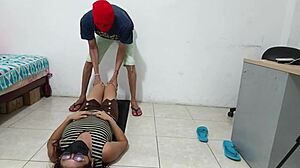 She strips while exercising, smooth and beautiful.