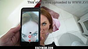 stepson convinces big tits cougar stepmom to star online with taboo blowjob and hardcore suck off as racymom