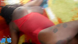 Oops! Stuck Skinny Ebony Gets Fucked by Monster Cock!