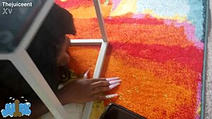 Oops! Stuck Skinny Ebony Gets Fucked by Monster Cock!