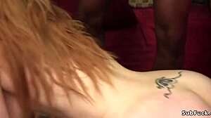 สาวผมแดงนมใหญ่โดนเย็ดสองรู!