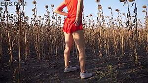 Hot Milf Teases Thong Ass in Short Skirt Outdoors