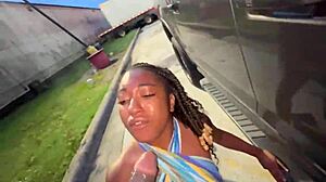 trucker married girl sucks dick in parking lot like truck stop slut