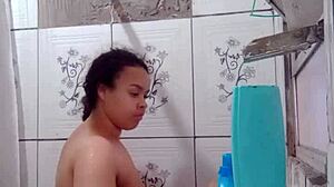 Hot Latina Brunette Pornstar Taking Bath, Exposing Her Wet Pussy And Big Ass!