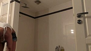 Hidden voyeur watches teen in bathroom bath