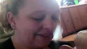 best blowjob ever from couple wife sloppy handjob milf blonde slut sexy