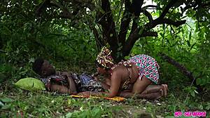 She got caught fucked in the bush by a young amateur guy