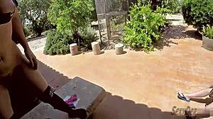 risky outdoor dildo play with squirting climaxes