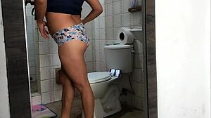 Boss's Stepdaughter Records Undressing In Bathroom With Big Tits And Ass